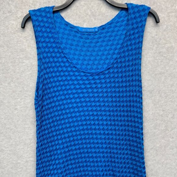 Cut Loose Textured Tank Dress Womens Medium Blue Stretch Comfort - Picture 2 of 14